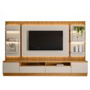 Ver imagem 6 de Painel e Bancada Rack Sala de Estar 297cm Madalena Modulado Led Ripado Tv até 70 Tauari/off White G7