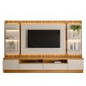 Painel e Bancada Rack Sala de Estar 297cm Madalena Modulado Led Ripado Tv até 70 Tauari/off White G7 - 6