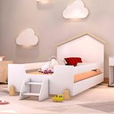 Ver imagem 2 de Cama Casinha Montessoriana Infantil Com Escadinha Branco Ayla Divaloto Com Colchão Probel