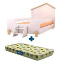 Ver imagem 1 de Cama Casinha Montessoriana Infantil Com Escadinha Branco Ayla Divaloto Com Colchão Probel