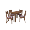 Conjunto Mesa de Jantar Caribe com 4 Cadeiras Noce/floral Spazio Móveis - 4