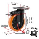 Ver imagem 3 de Rodizio Gir. 5 Pol. Placa C/ Freio Rolamento Glpbf.414.pu.e