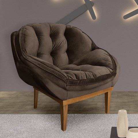 Poltrona Decorativa Confort Veludo MARROM SKY MOBILE