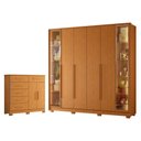Ver imagem 1 de Guarda Roupa Napoli com 6 Portas Bronze Cinamomo e Cômoda Xangai Cinamomo - Móveis Albatroz