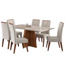Ver imagem 1 de Mesa de Jantar 6 Lugares Stilo com Vidro Mel/off White/veludo Pastel - Viero Móveis