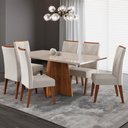 Ver imagem 2 de Mesa de Jantar 6 Lugares Stilo com Vidro Mel/off White/veludo Pastel - Viero Móveis
