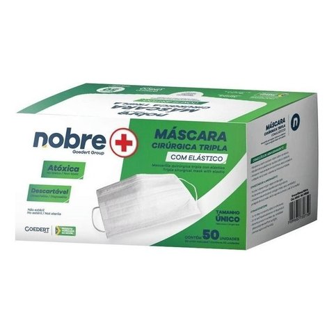 Kit 5 Máscara Descartável Tripla Elástico Clipe Nasal 50 Un.