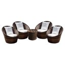 Ver imagem 1 de Conjunto de Poltronas Fibra Sintética Bola - 4 Poltronas + 1 Mesa Centro - Tecido Duna Cru