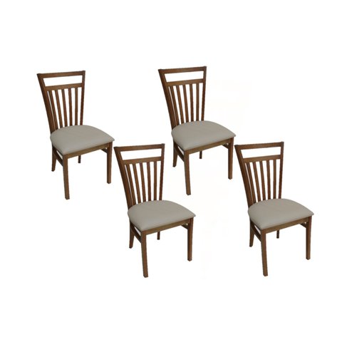 Kit 4 Cadeira de Jantar em Madeira Maciça Estofada Larissa