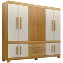 Ver imagem 1 de Guarda Roupa Bem Te Vi Casal 10 Portas 3 Gavetas Valdemóveis Cor Cinamomo Off White
