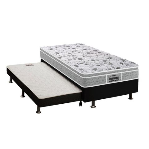 Cama Box c/Auxiliar Solteiro: Colchão Espuma Probel D45/ EP Guarda Costas Plus + Base CRC Courano Bl