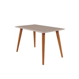 Conjunto: Mesa Sala Jantar Adele c/ Tampo Madeirado 130cm + 4 Cadeiras Juliana Madeira/Suede Nude - - 6