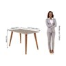 Conjunto: Mesa Sala Jantar Adele c/ Tampo Madeirado 130cm + 4 Cadeiras Juliana Madeira/Suede Nude - - 4
