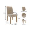 Conjunto: Mesa Sala Jantar Adele c/ Tampo Madeirado 130cm + 4 Cadeiras Juliana Madeira/Suede Nude - - 3