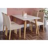 Conjunto: Mesa Sala Jantar Adele c/ Tampo Madeirado 130cm + 4 Cadeiras Juliana Madeira/Suede Nude - - 1