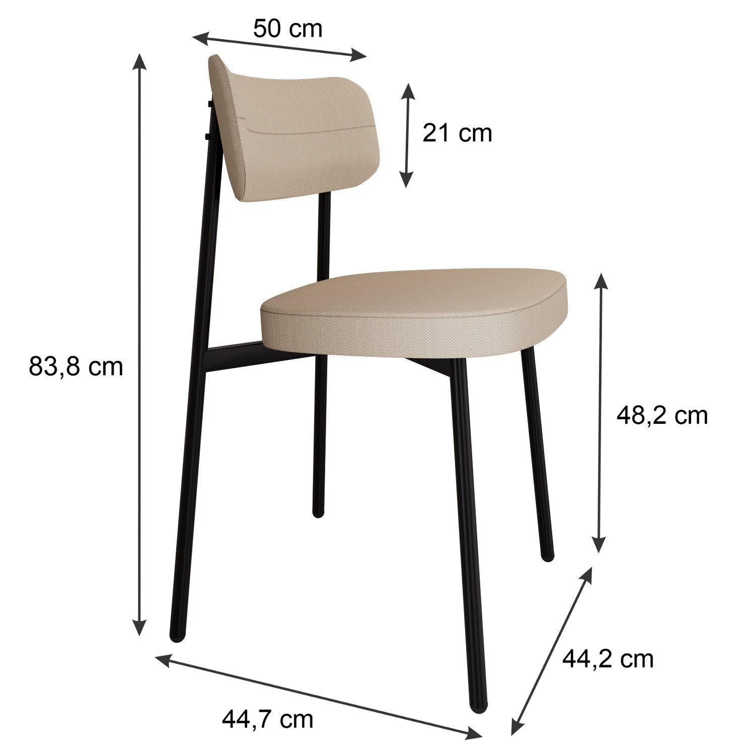 Cadeira Alloa Fixa com 4 Pés 500 X 447 X 838 Mm com 4 Unidades - 4