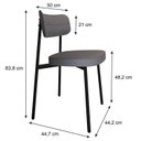 Ver imagem 4 de Cadeira Alloa Fixa com 4 Pés 500 x 447 x 838 mm com 4 Unidades Cinza/Corriente