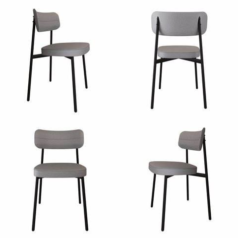 Cadeira Fixa com 4 Pés 50 x 44,7 x 83,8 cm com 4 Unidades Alloa Cinza