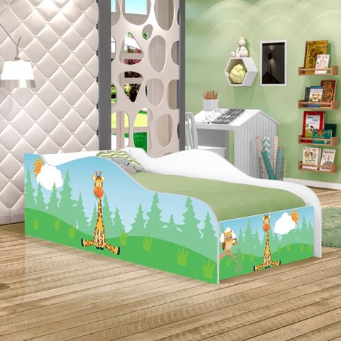 Cama Infantil com Colchão Girafa e Coruja 100% Mdf para Quarto Infantil