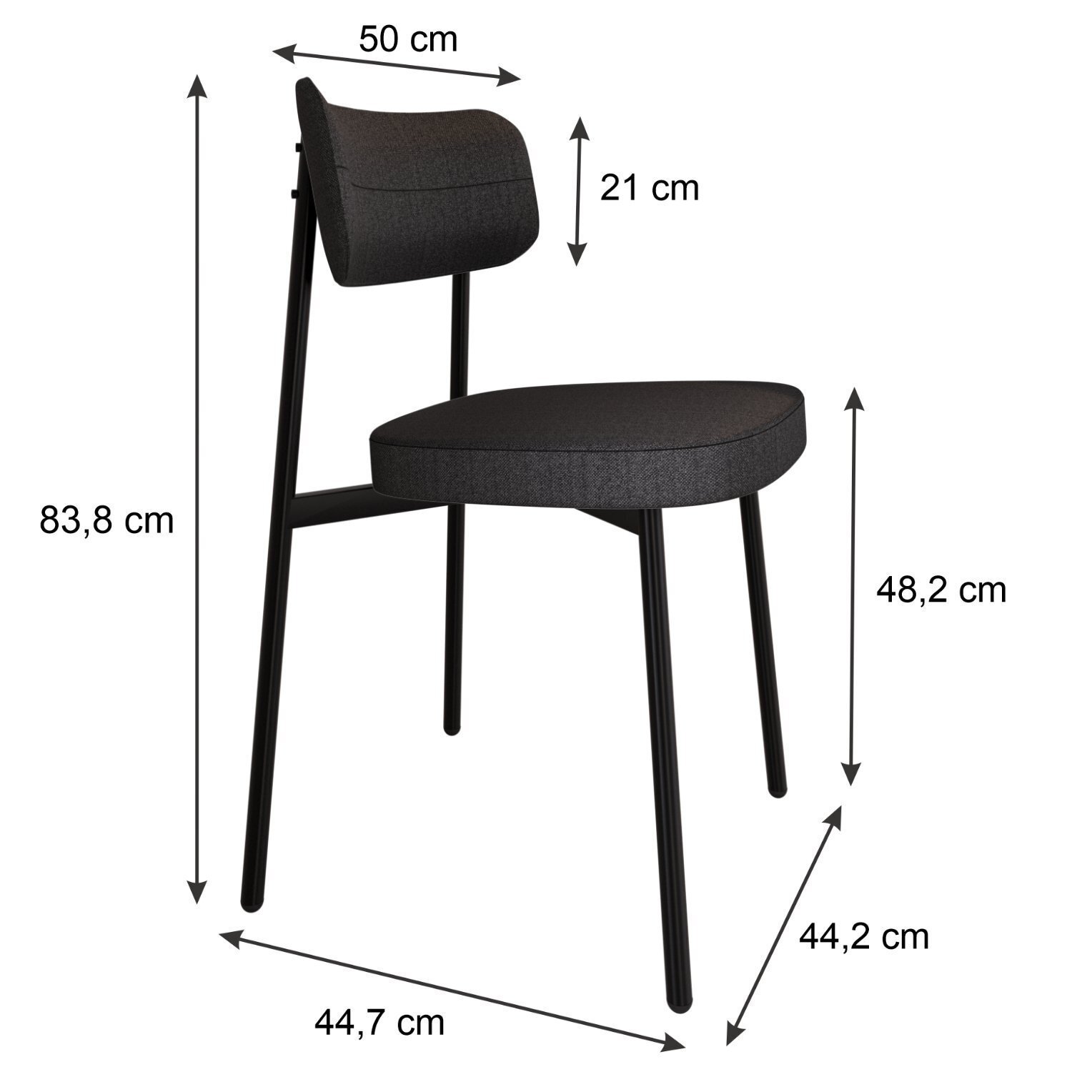 Cadeira Fixa com 4 Pés 50 X 44,7 X 83,8 Cm com 4 Unidades Alloa - 4