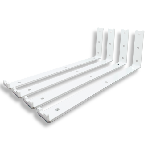 Quatro Suportes 35cm Aço Robusto Mão Francesa em L para Prateleira Estilo Moderno Branco