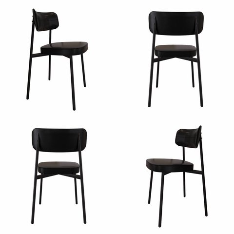 Cadeira Fixa com 4 Pés 50 x 44,7 x 83,8 cm com 4 Unidades Alloa Preto/Epoxi