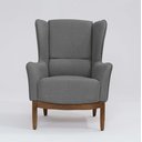 Ver imagem 3 de Poltrona Dekorien Milena Linho Cinza Escuro Alto Acabamento