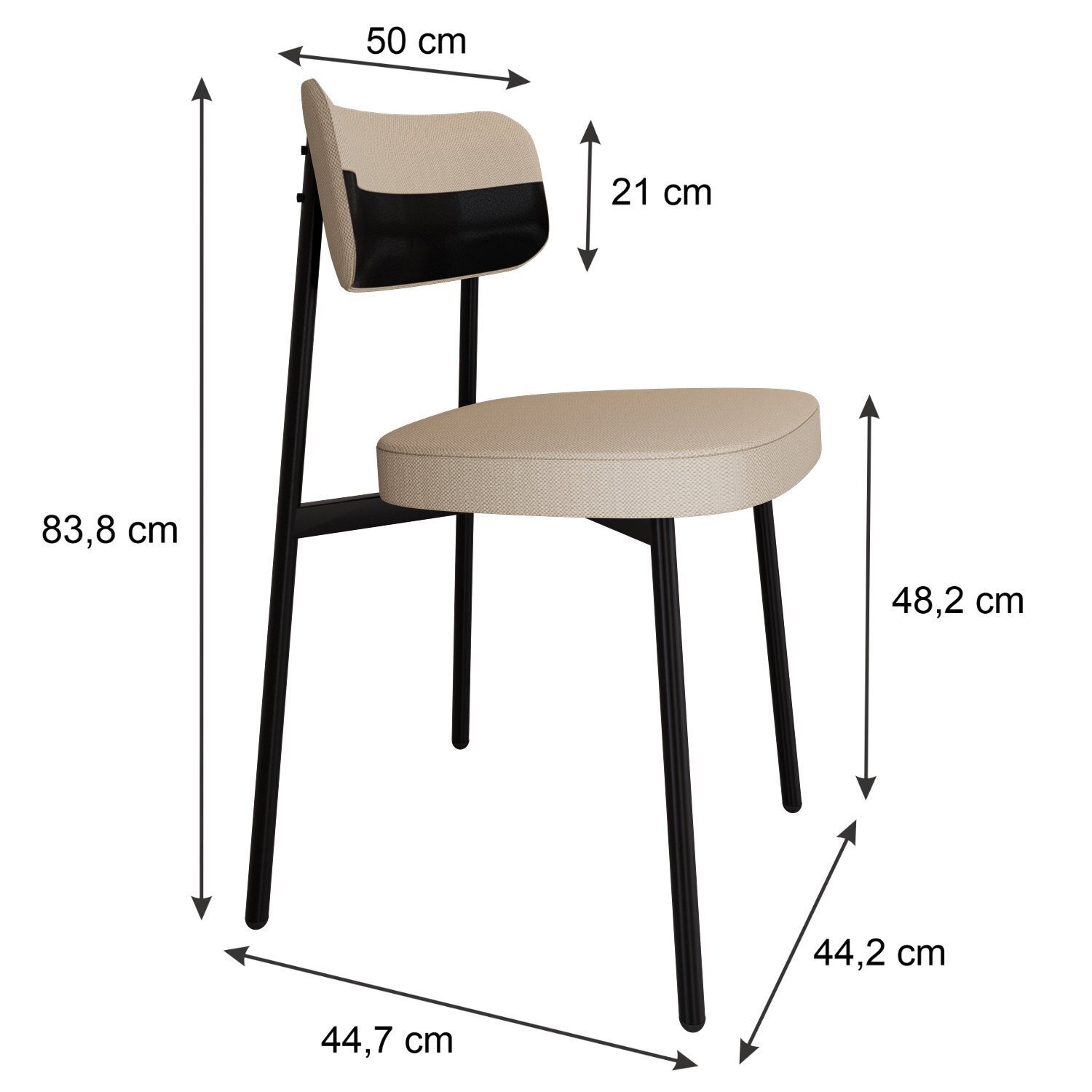 Cadeira Fixa com 4 Pés 50 X 44,7 X 83,8 Cm com 4 Unidades Alloa - 4