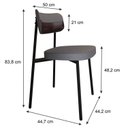 Ver imagem 4 de Cadeira Fixa com 4 Pés 50 x 44,7 x 83,8 cm com 4 Unidades Alloa Cinza/Café
