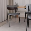 Ver imagem 3 de Cadeira Fixa com 4 Pés 50 x 44,7 x 83,8 cm com 4 Unidades Alloa Cinza/Café