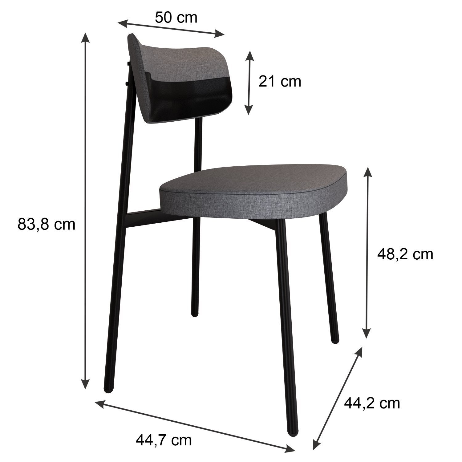 Cadeira Fixa com 4 Pés 50 X 44,7 X 83,8 Cm com 4 Unidades Alloa - 4