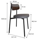 Ver imagem 4 de Cadeira Fixa com 4 Pés 50 x 44,7 x 83,8 cm com 4 Unidades Alloa Cinza/Whisky