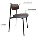 Ver imagem 5 de Cadeira Fixa com 4 Pés 50 x 44,7 x 83,8 cm com 4 Unidades Alloa Cinza/Whisky