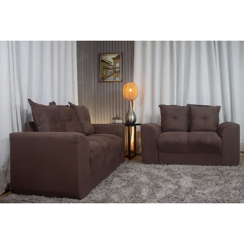 Sofá de 2 e 3 Lugares Porto Tecido Suede: Marrom