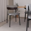 Ver imagem 3 de Cadeira Fixa com 4 Pés 50 x 44,7 x 83,8 cm com 4 Unidades Alloa Cinza/Café