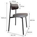 Ver imagem 4 de Cadeira Fixa com 4 Pés 50 x 44,7 x 83,8 cm com 4 Unidades Alloa Cinza/Café