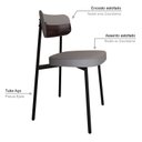 Ver imagem 5 de Cadeira Fixa com 4 Pés 50 x 44,7 x 83,8 cm com 4 Unidades Alloa Cinza/Café