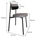 Ver imagem 4 de Cadeira Fixa com 4 Pés 50 x 44,7 x 83,8 cm com 4 Unidades Alloa Cinza/Preto