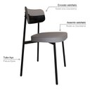 Ver imagem 5 de Cadeira Fixa com 4 Pés 50 x 44,7 x 83,8 cm com 4 Unidades Alloa Cinza/Preto