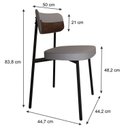 Ver imagem 4 de Cadeira Fixa com 4 Pés 50 x 44,7 x 83,8 cm com 4 Unidades Alloa Cinza/Whisky