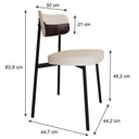 Ver imagem 4 de Cadeira Fixa com 4 Pés 50 x 44,7 x 83,8 cm com 4 Unidades Alloa Branco/Palha/Café