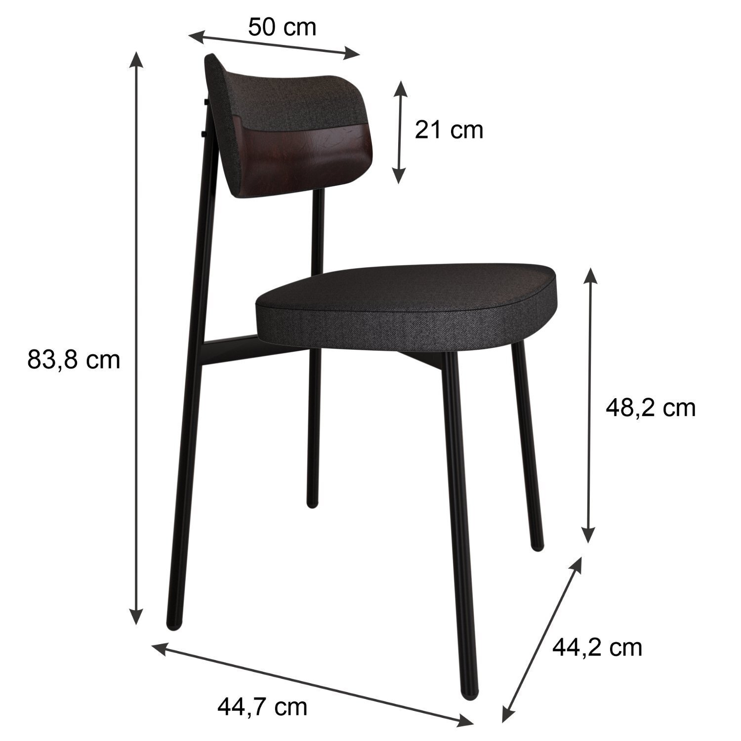 Cadeira Alloa Fixa com 4 Pés 500 X 447 X 838 Mm com 4 Unidades - 4