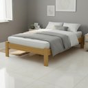 Ver imagem 1 de Cama de Casal Turca com Colchão em Madeira Maciça Nogueira
