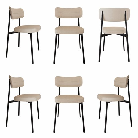 Cadeira Fixa com 4 Pés 50 x 44,7 x 83,8 cm com 6 Unidades Bege/Areia/Preto Epoxi