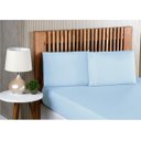 Ver imagem 1 de Jogo de Lençol King Size 3 Peças 100% Algodão Percal 200 Fios com Acabamento em Ponto Palito Azul