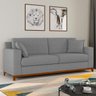 Sofá para Sala de Estar Living 220 Cm Slim Confortável Espuma D30 Pés Madeira Linho Cinza - Duvali - 2