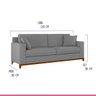 Sofá para Sala de Estar Living 220 Cm Slim Confortável Espuma D30 Pés Madeira Linho Cinza - Duvali - 4