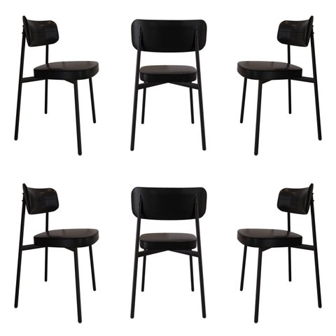 Cadeira Fixa com 4 Pés 50 x 44,7 x 83,8 cm com 6 Unidades Alloa Preto/Epoxi