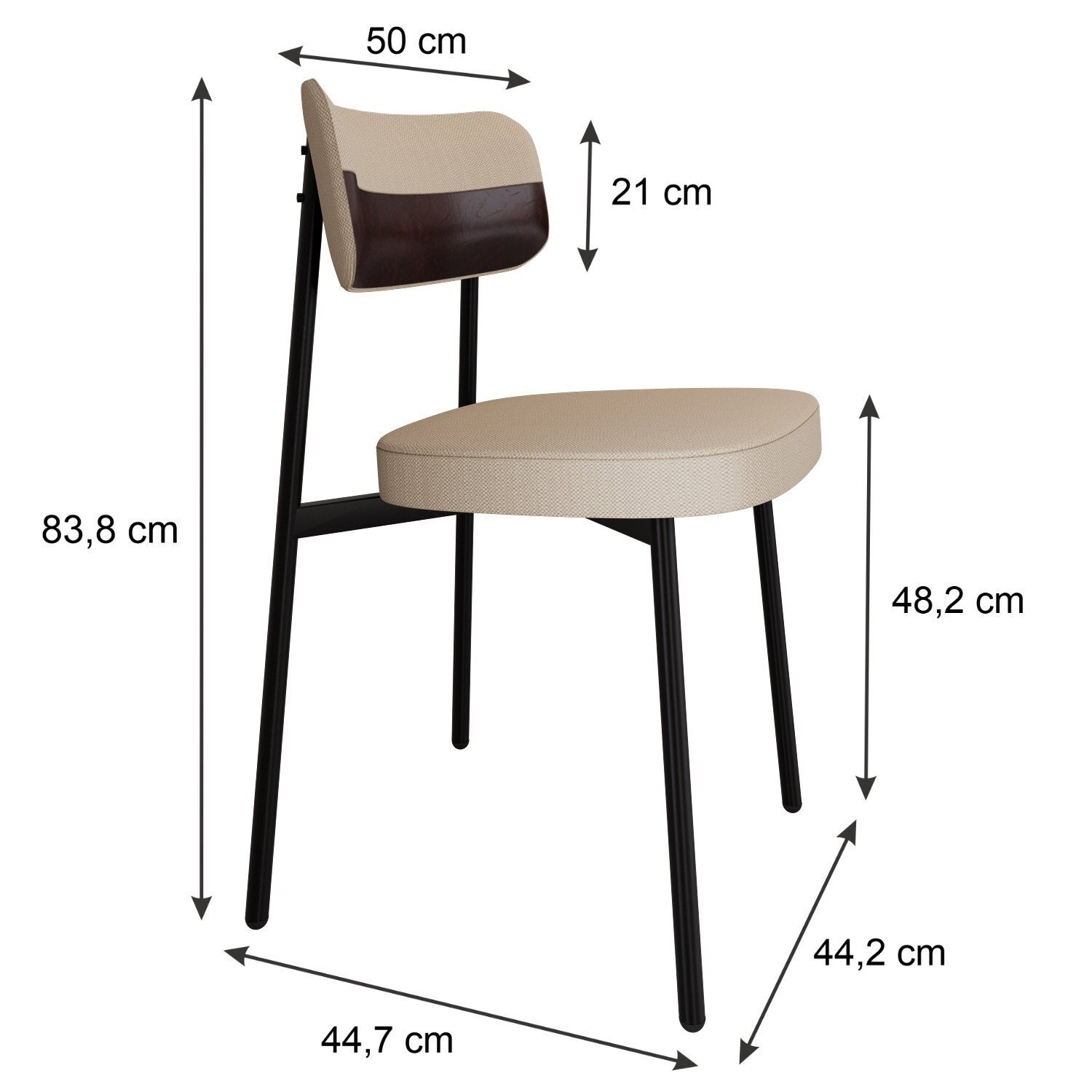 Cadeira Fixa com 4 Pés 50 X 44,7 X 83,8 Cm com 6 Unidades Alloa - 4