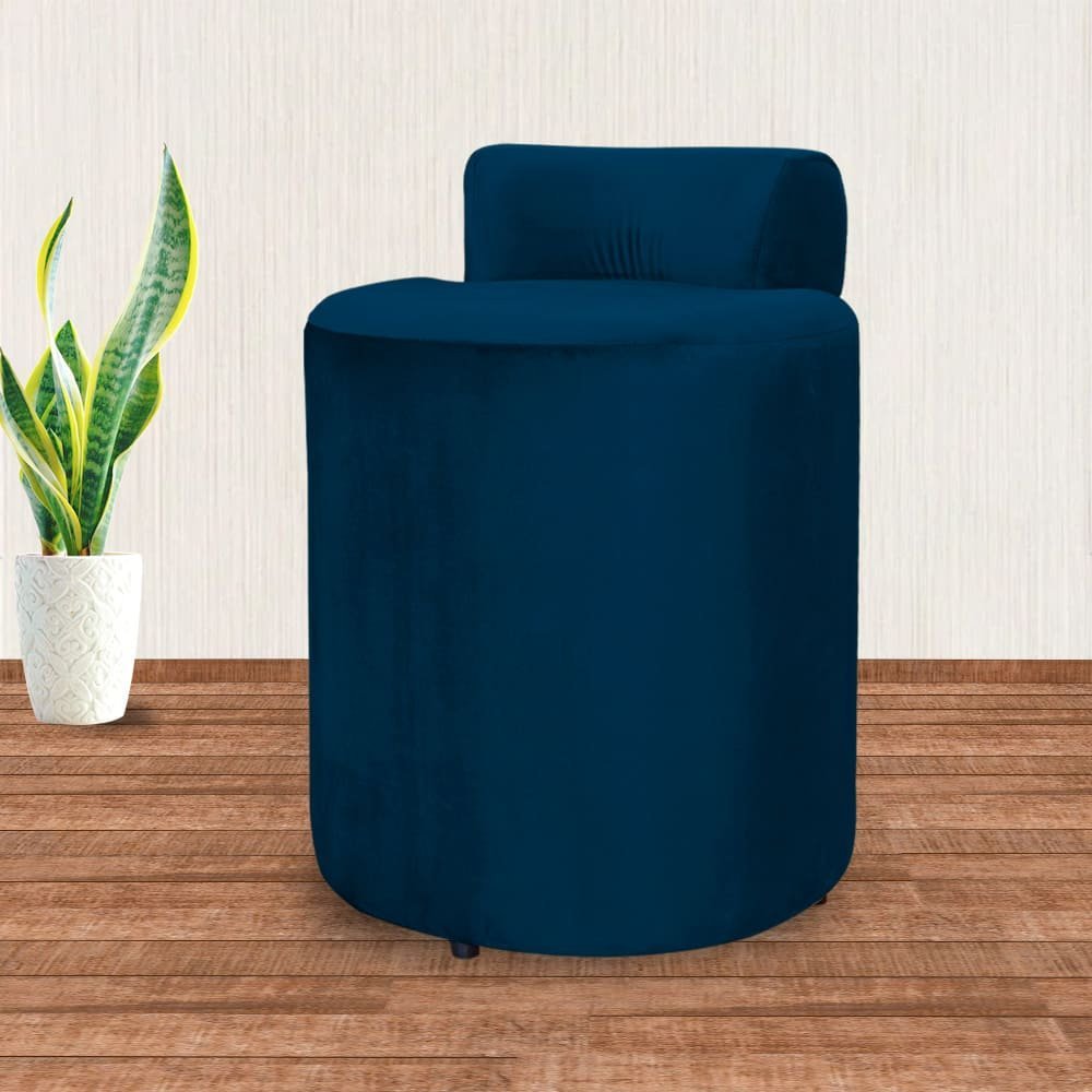 Puff Athena Veludo Azul Marinho - Belliv Decor